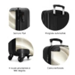 Diagonaal - Golven - Crème NBS - Handbagage koffer - Volwassenen Unisex middel zzzzzzzbolletjes_FR