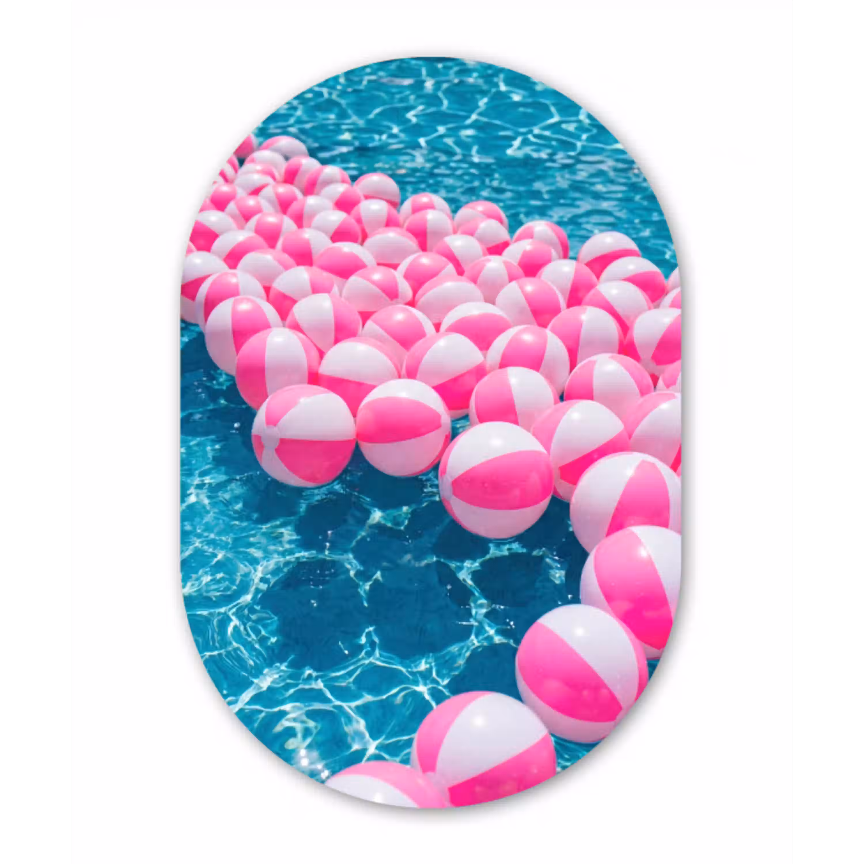 Strandballen - Roze - Water Wandcirkel Ovaal Forex klein -3d