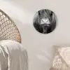 Schotse hooglander - Koe - Zwart - Wit - Dieren Wandcirkel kunststof plaat 5mm dik klein -sfeer5
