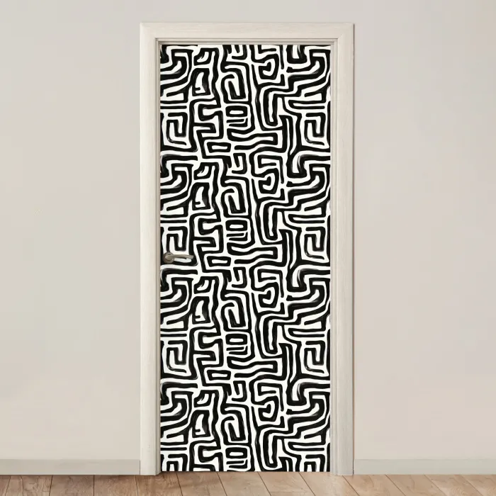 Grafisch - Lijnen - Zwart - Wit deurposter klein 289 -3d_beige