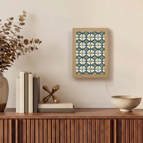 Motief - Tegel - Okergeel Light Box met kabel (Tafellamp) klein 925 -sfeer2