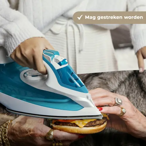 Vrouw - Hamburger - Bontjas Wandkleed katoen klein -sfeer9