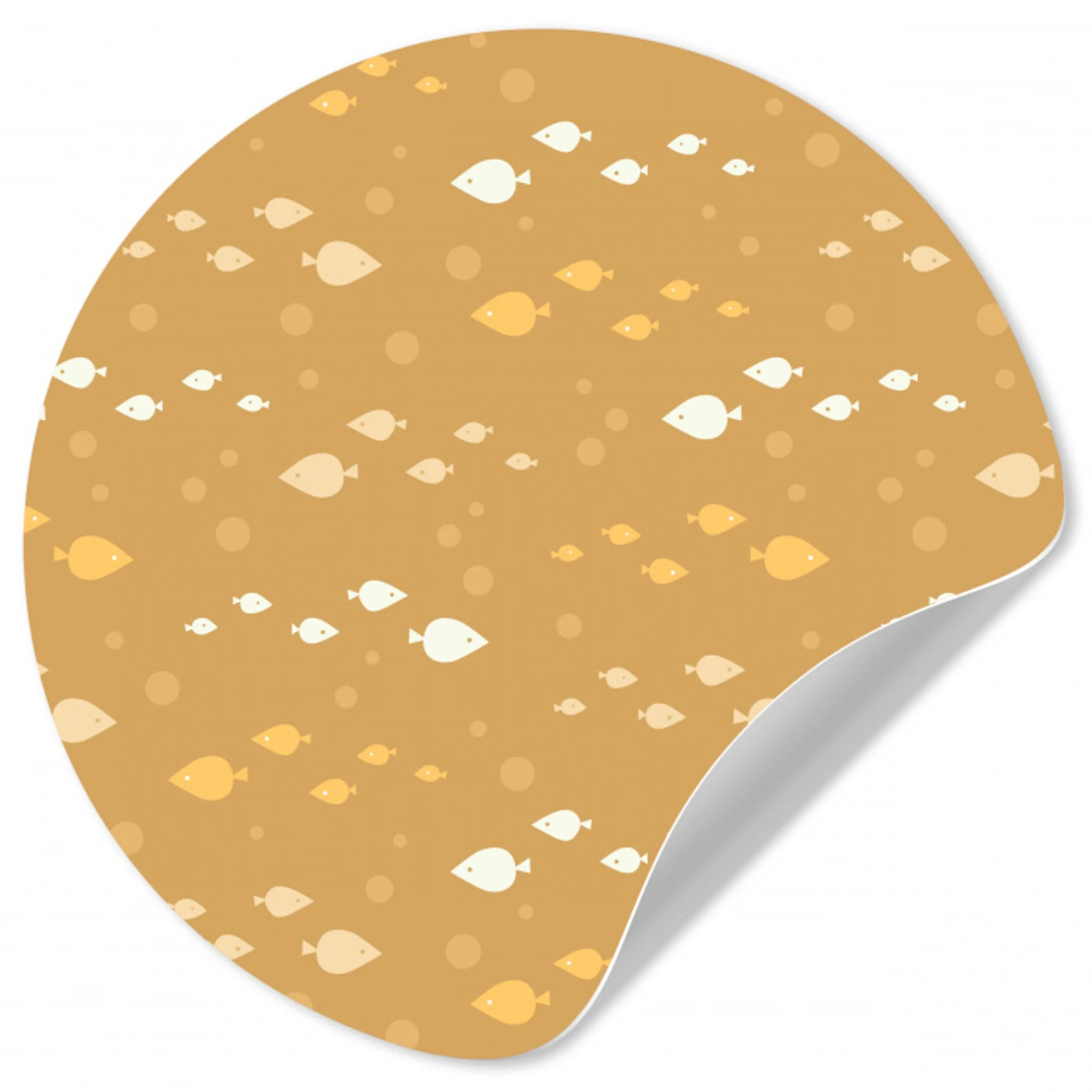 Zee - Dieren - Geel - Vissen Wandcirkel behangsticker klein 186 -3d