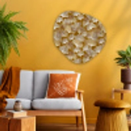Ginkgo - Bladeren - Goud Wandcirkel Organisch Aluminium middel 851 -sfeer4