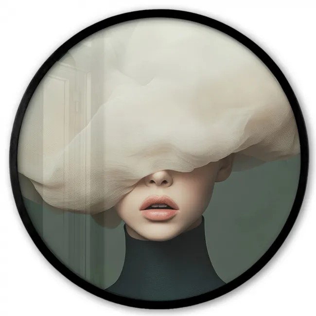 Hoed - Vrouw - Beige Fotolijst rond zonder passe partout klein -3d