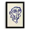 Lijntekening - Overlappende gezichten - Donkerblauw fotolijst zwart zonder passe partout klein -3d