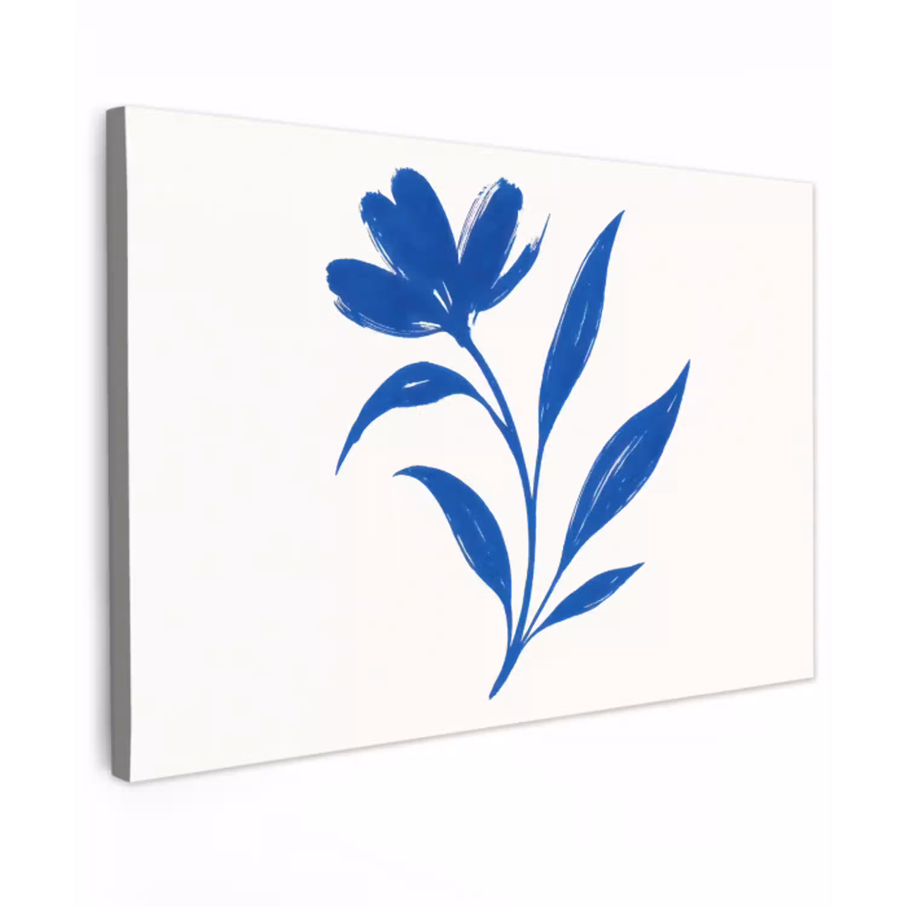 Bloem - Blaadjes - Minimalistisch - Blauw canvas 2cm klein -z3d