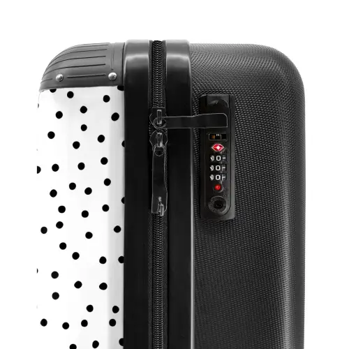 Zwarte stippenregen over een wit oppervlak NBS - Handbagage koffer - Volwassenen Unisex middel -slot