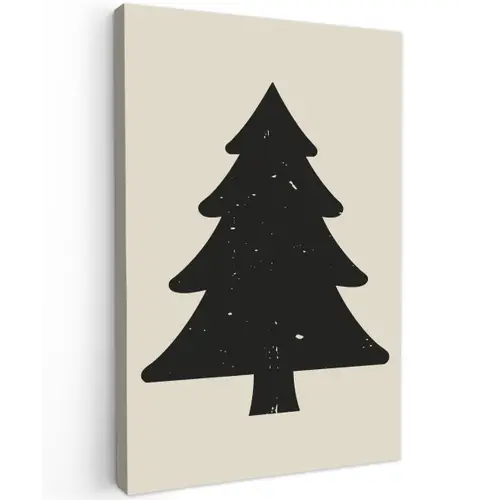 Kerstboom - Zwarte kerstboom - Boom - Japandi Tuinposter op houten frame 2 cm dik klein -3d
