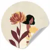 Vrouw - Minimalistisch - Bloem Wandcirkel behangsticker klein -3d