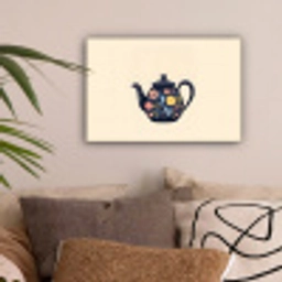 Theepot - Kleurrijk - Bloemen canvas 2cm klein -sfeer1