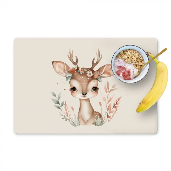 Hert - Bohemian - Bloemen - Bosdieren Placemat vinyl groot -zzzproduct_Kitchenyeah-website