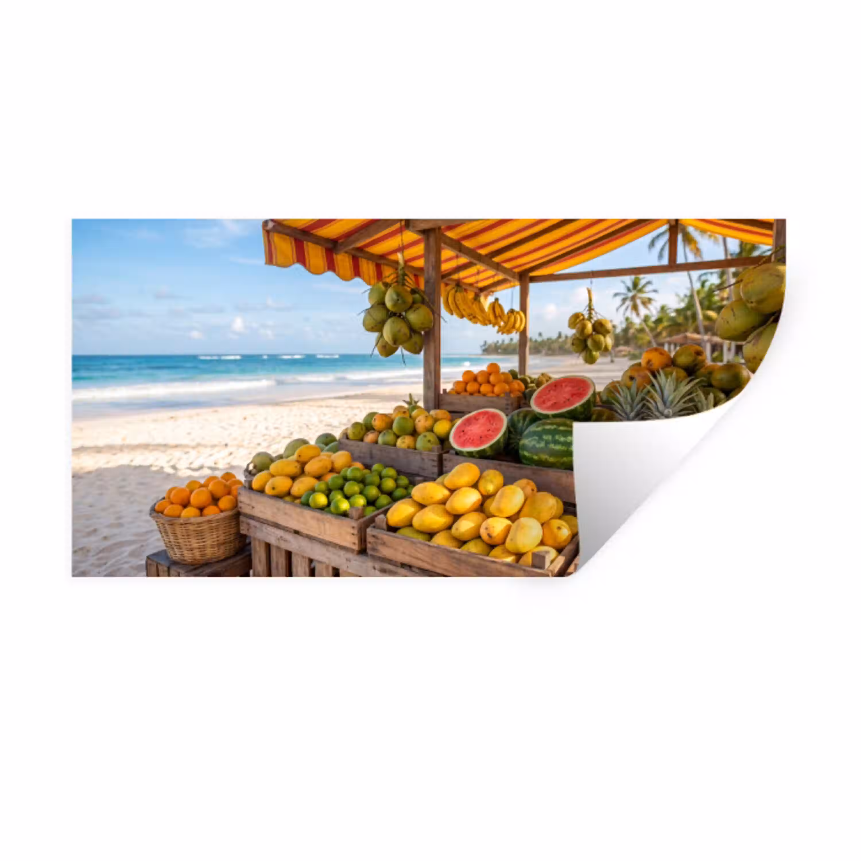 Fruit - Strand - Tropisch Muursticker klein -3d