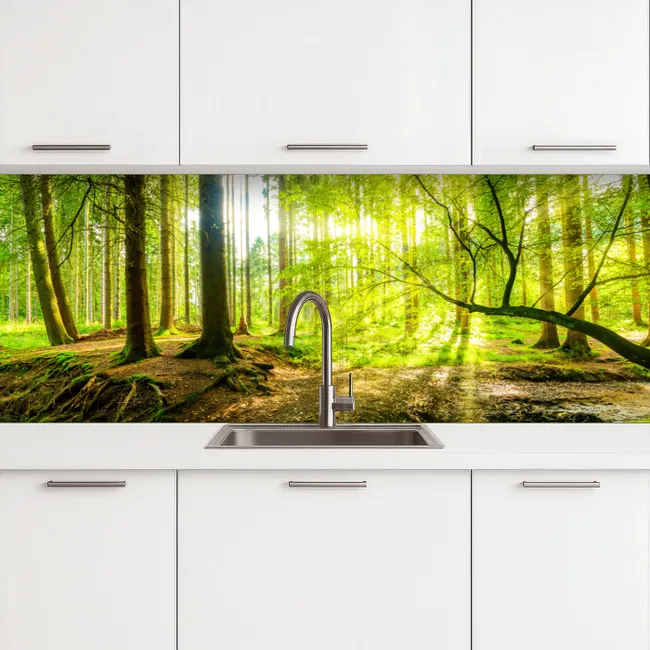 Kitchen Wall Splashback - Forest - Landscape - Water - Trees - Sun - Green - Nature