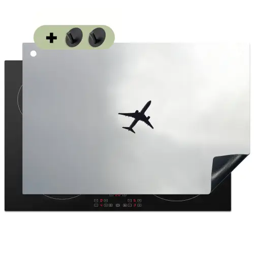 Minimalistisch - Silhouet - Zwart - Vliegtuig Inductie beschemer met haakjes klein -3d