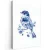 Vogel - Delfts blauw - Illustratie - Bloemen Tuinposter op houten frame 2 cm dik klein -3d