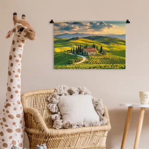 Toscane - Landschap - Wijngaarden Wandkleed katoen klein -wsfeer5_kind