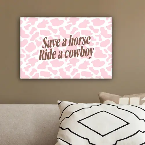 Koeienprint - Roze - Cowboy - Horse canvas 2cm klein -sfeer3