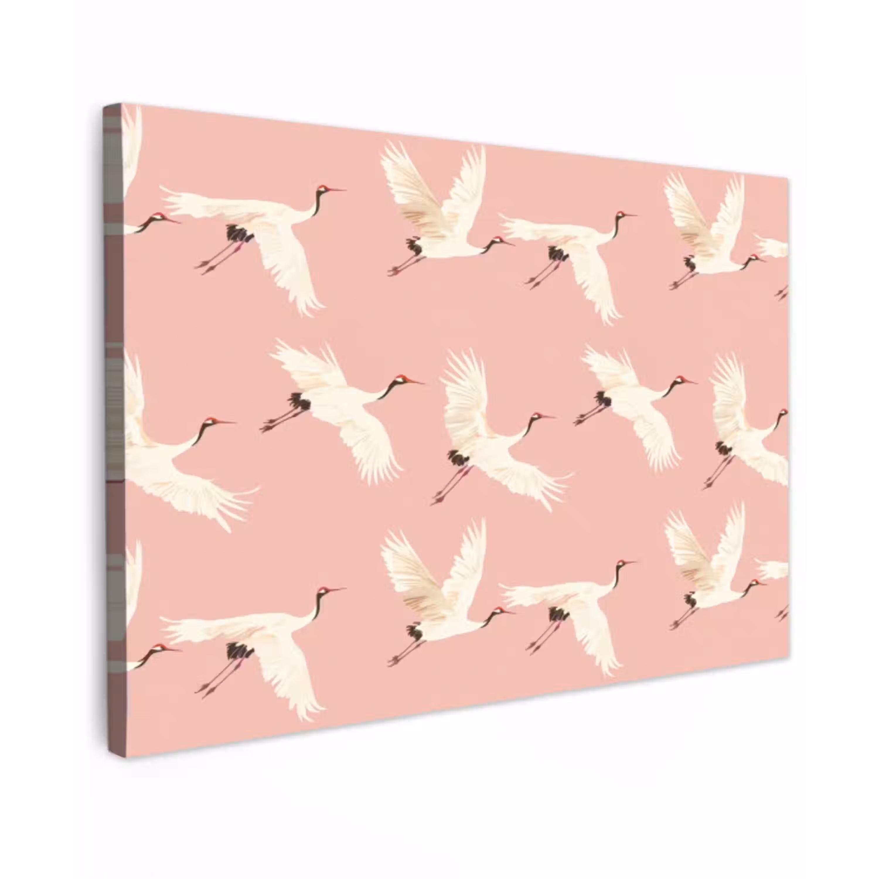Modern - Kraanvogels - Roze Tuinposter op houten frame 2 cm dik klein 845 -3d