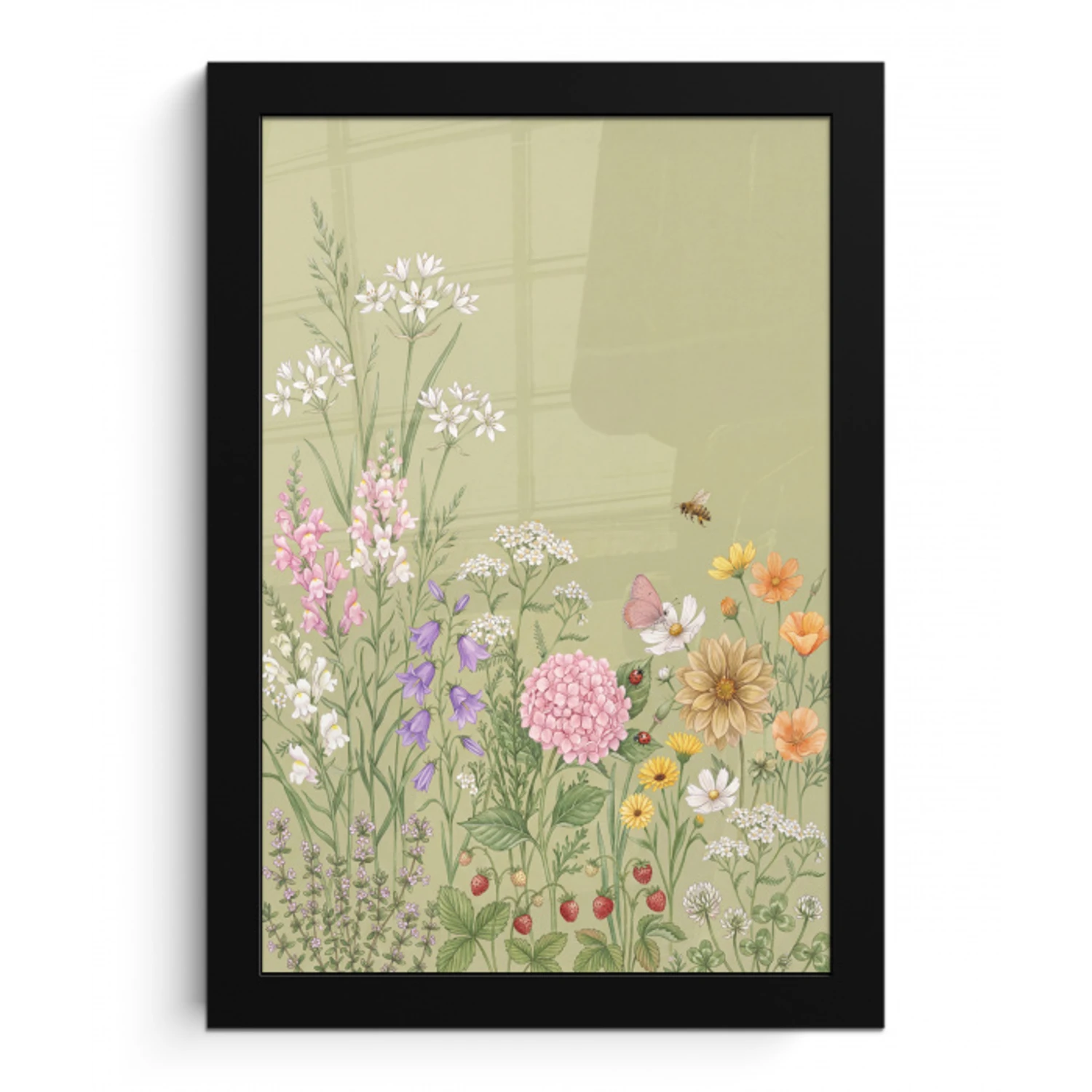Botanisch - Bloemen - Kleurrijk fotolijst zwart zonder passe partout klein -3d