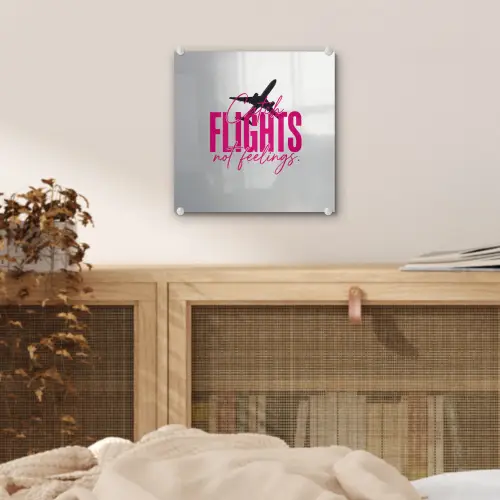 Catch flights not feelings - Vliegtuig - Roze plexiglas 5mm klein -sfeer4