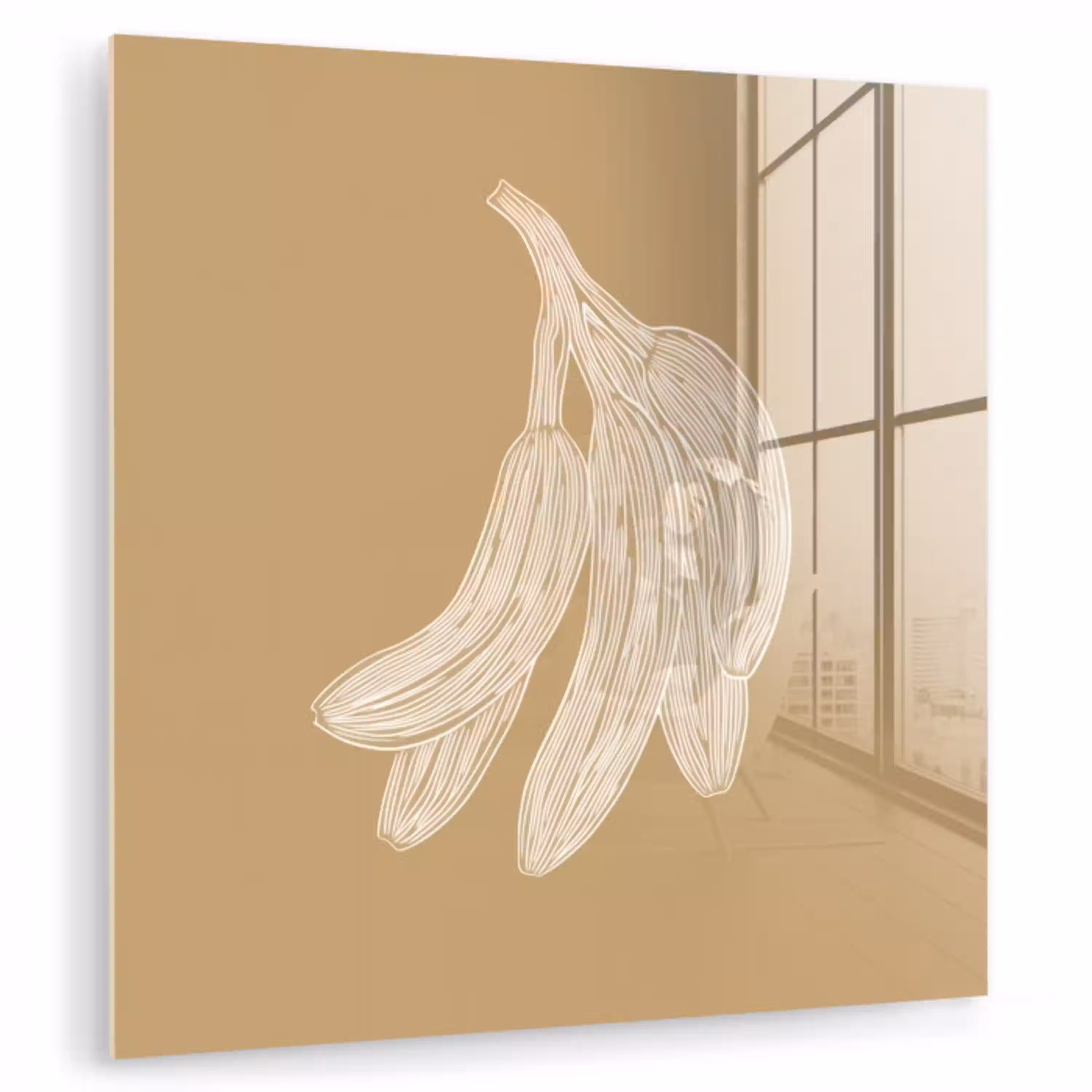 Bananen - Beige - Lijntekening - Minimalistisch plexiglas 5mm klein -zzzproduct_nieuw