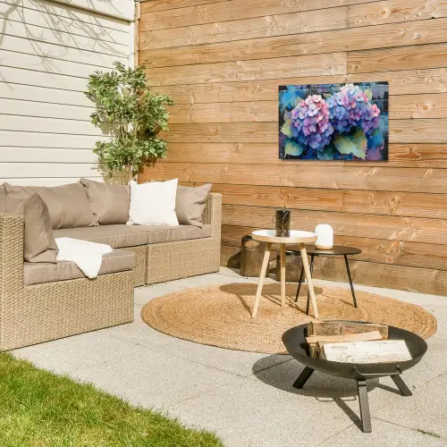 Hortensia's in Pastelkleuren Tuinposter op houten frame 2 cm dik klein -sfeer2