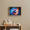 Voetbal - Vuur - IJs - Blauw Light Box met batterij (Wandlamp kind) middel -sfeer2_kind