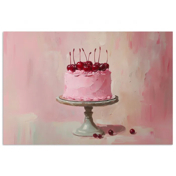 Taart - Pink - Cherry poster papier klein -3d