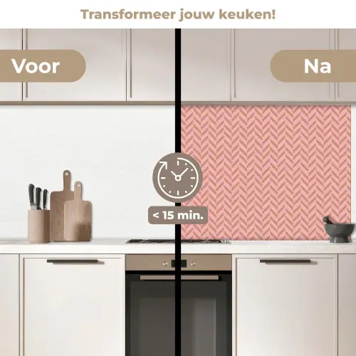 Plaid - Patroon - Visgraad - Roze keuken achterwand 2 middel 871 -voor-na2_NL