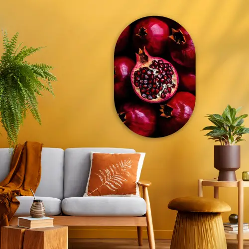 Granaatappel - Rood - Fruit Wandcirkel Ovaal Glas middel -sfeer4