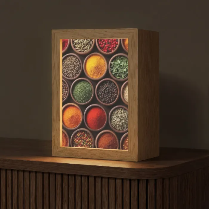 Bakjes - Hout - Kruiden - Kleurrijk Light Box met kabel (Tafellamp) klein -z3d_website