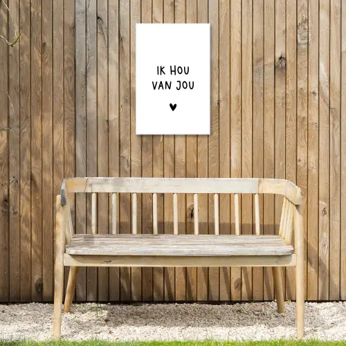Quotes - Ik hou van jou - Spreuken Tuinposter op houten frame 2 cm dik klein -sfeer4