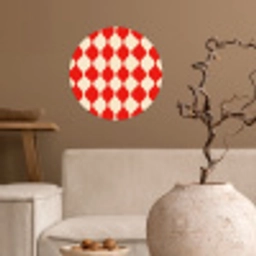 Golvend patroon - Retro - Rood - Beige Wandcirkel behangsticker klein 186 -sfeer1