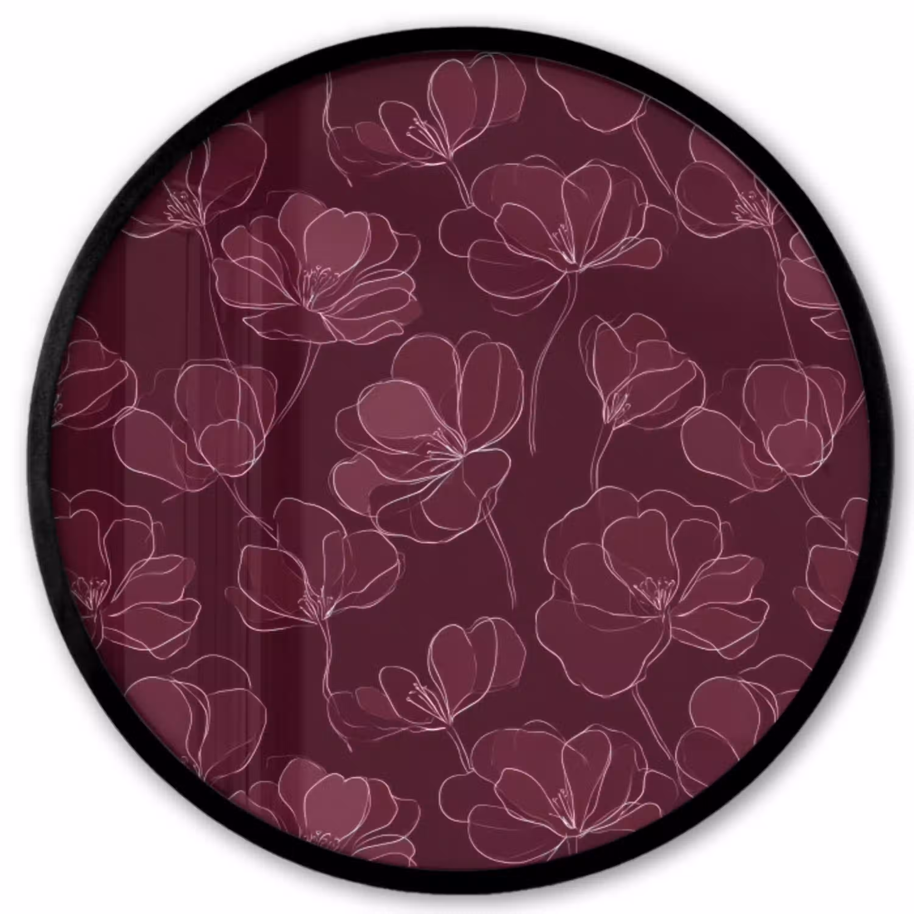 Bloemen - Patroon - Bordeauxrood Fotolijst rond zonder passe partout klein 856 -3d