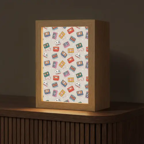 Muziek - Cassette - Patroon Light Box met kabel (Tafellamp) klein 925 -z3d_website