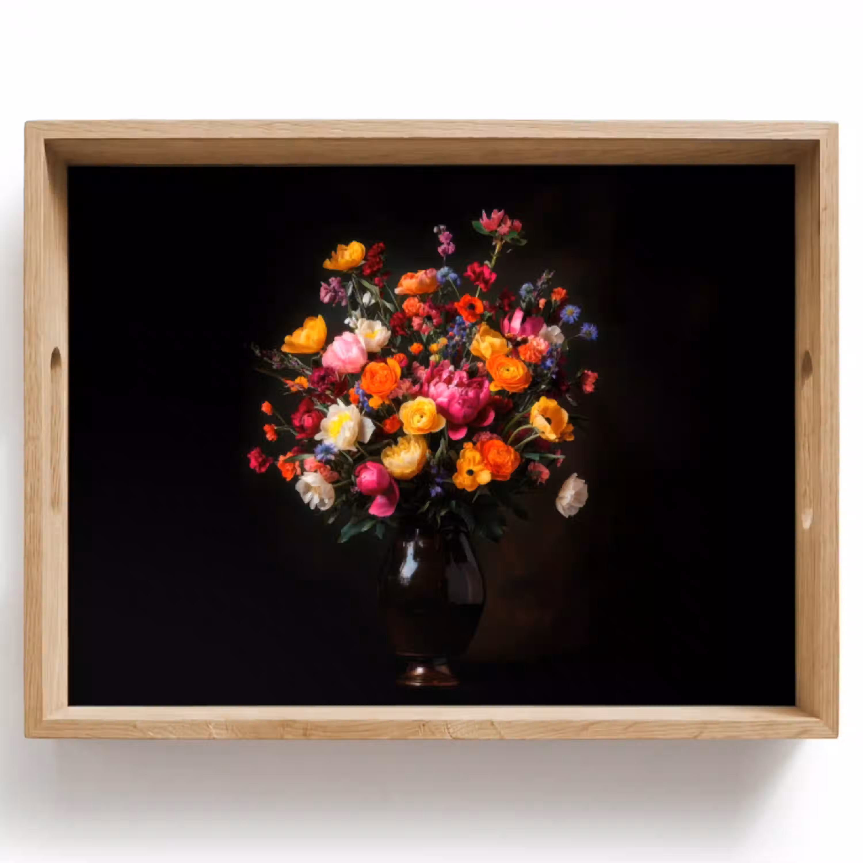 Kleurrijk - Boeket - Vaas - Donkerbruin Dienblad Rechthoek middel -z3d_shopping