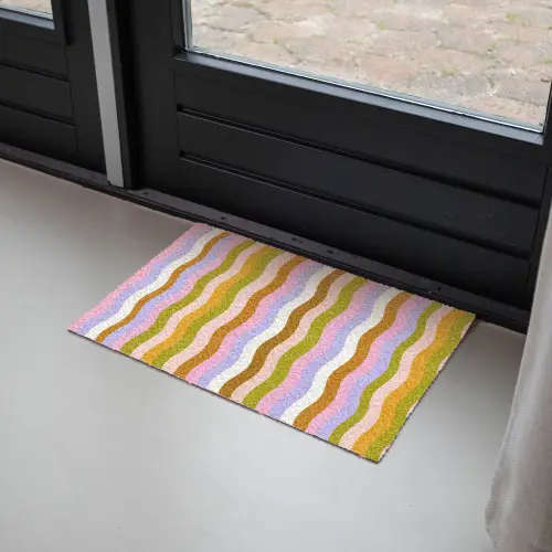 lijnen - Golven - Pastelkleuren - Patroon Deurmat klein -sfeer2
