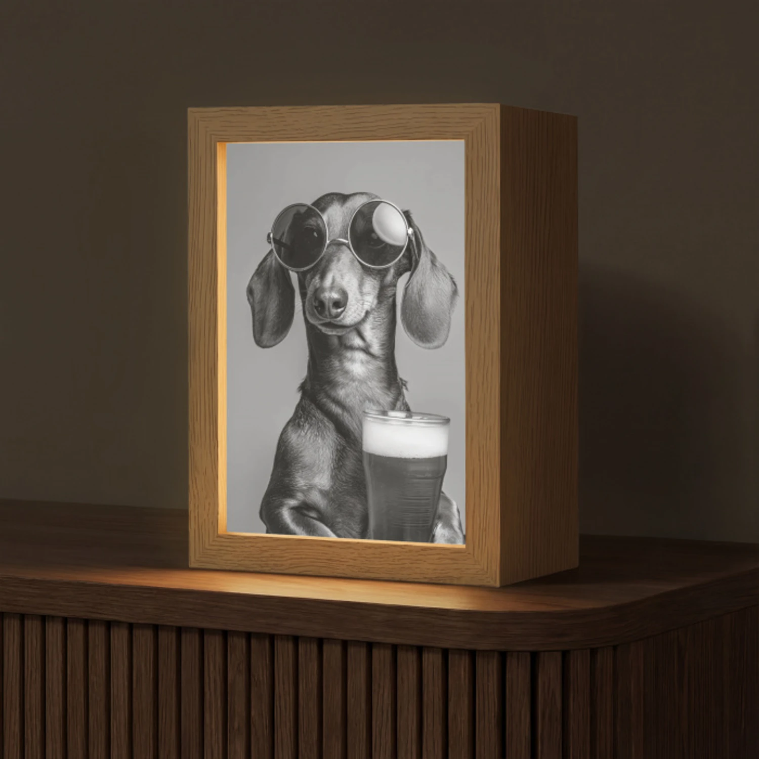 Teckel - Bier - Glas - Bril Light Box met kabel (Tafellamp) klein -z3d_website