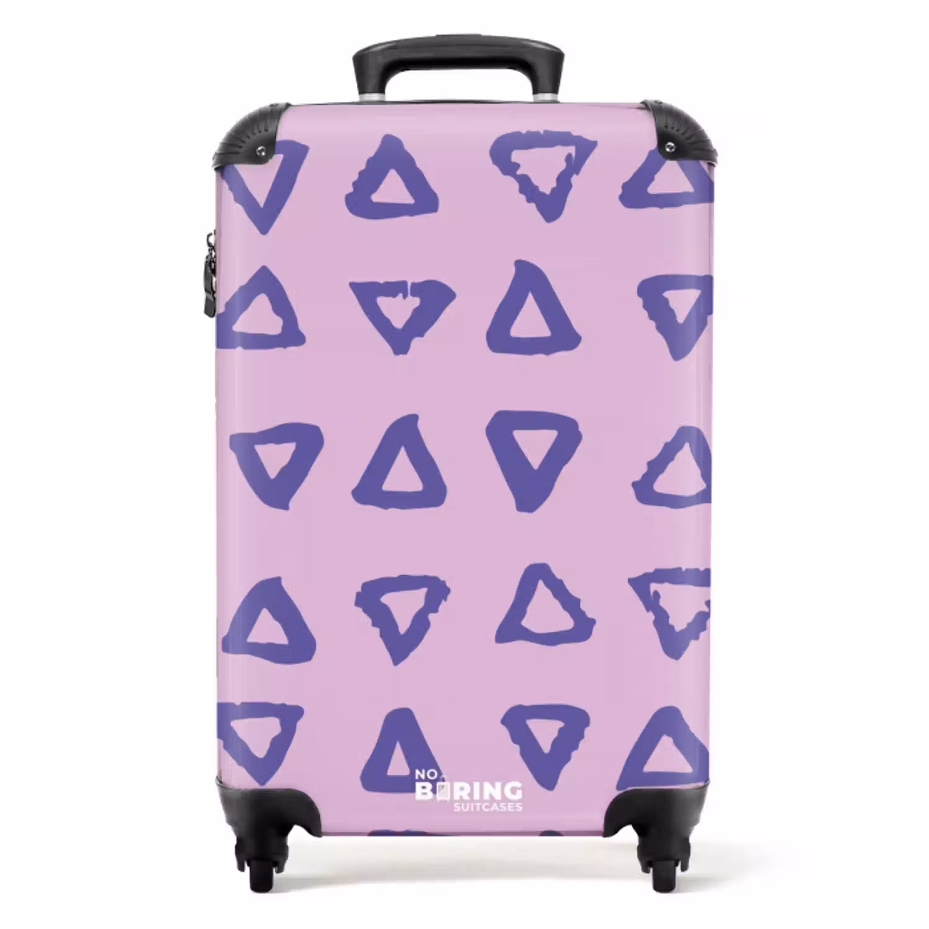 Blauwe, driehoekige contouren op lavendelroze achtergrond NBS - Handbagage koffer - Kinderen Unisex middel -productfoto_recht