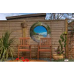 Zomer - Strand - Doorkijk - Tropical Wandcirkel tuinposter met ringen klein -buiten3