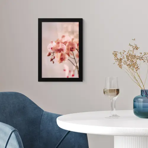 Orchidee - Bloemen - Roze - Bloemblaadjes fotolijst zwart zonder passe partout klein -sfeer4