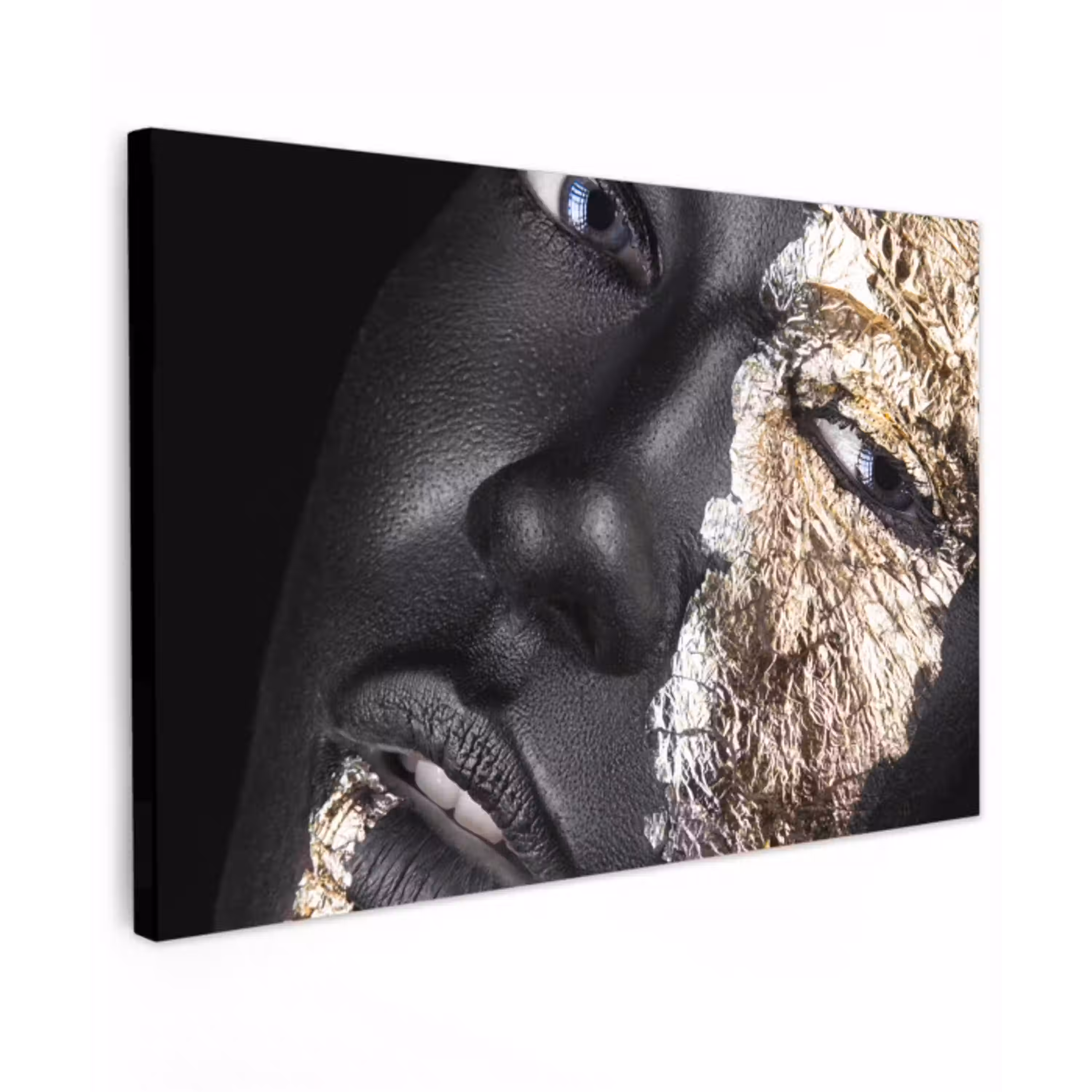 Vrouw - Goud - Zwart - Verf - Luxe canvas 2cm klein -z3d