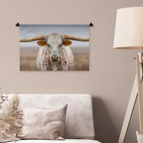 Longhorn - Grasveld - Dier Wandkleed katoen klein -sfeer4