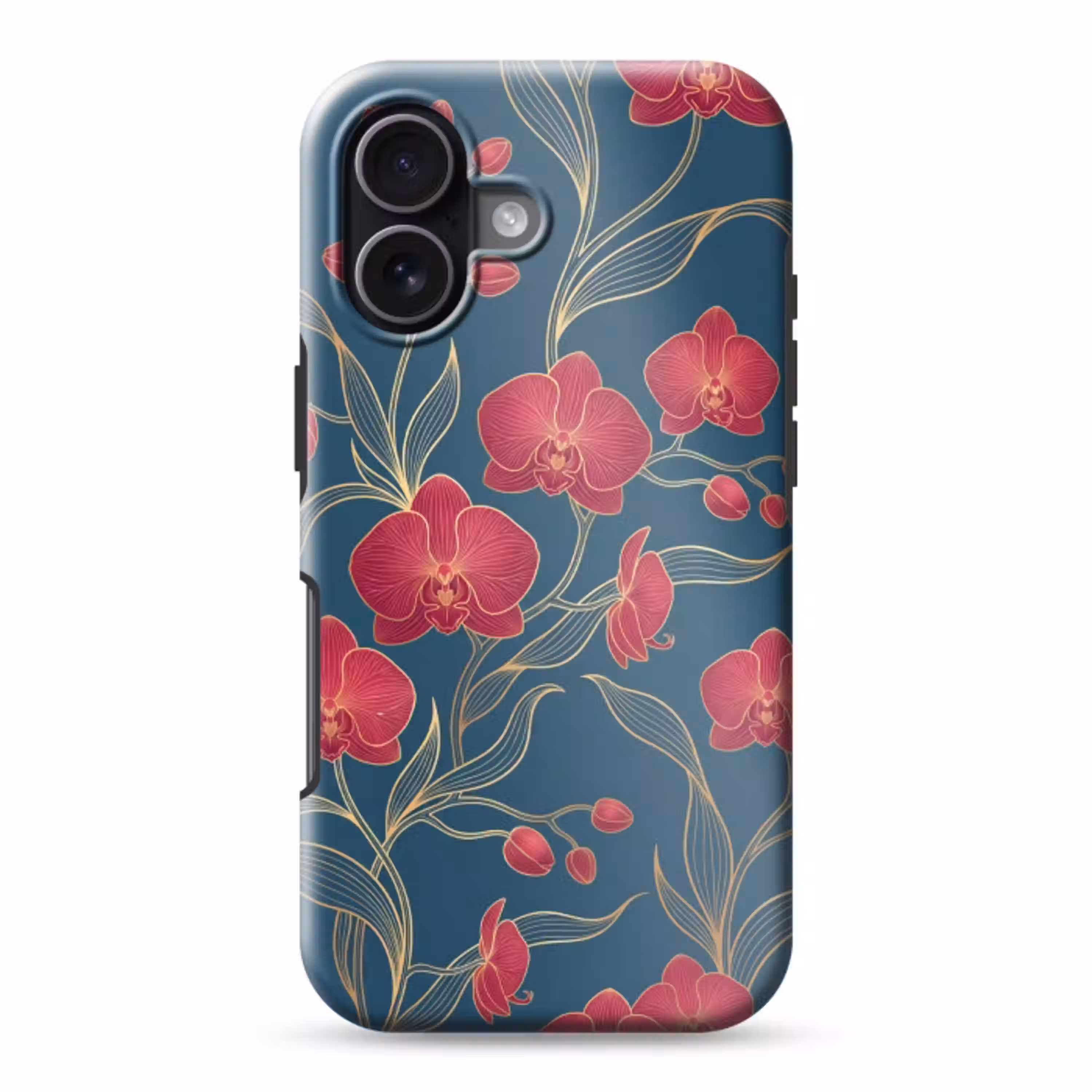 Bloemen - Rood - Goud Toughcase MagSafe Apple iPhone 17 klein -3d