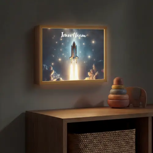 Ruimtevaart - Raket - Space - Sterren Light Box met batterij (Wandlamp kind) middel -sfeer5_kind