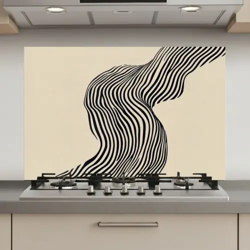 Golvend - Lijnen - Abstract - Silhouet keuken achterwand spatscherm klein -3d_website