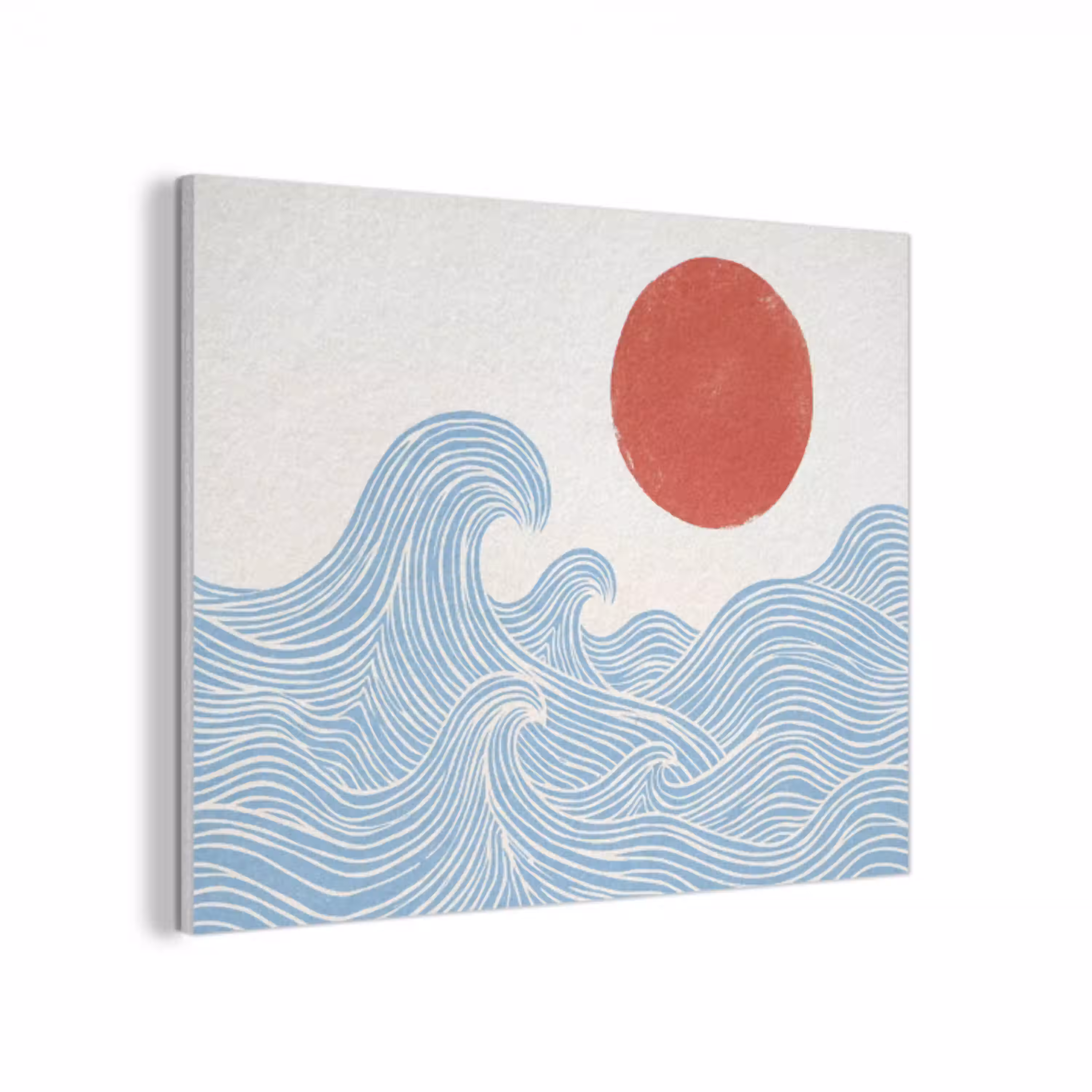 Zon - Golven - Oceaan - Abstract - Rood PET vilt klein -3d