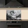 Krijger - Draak - Grijs keuken achterwand spatscherm klein -sfeer1