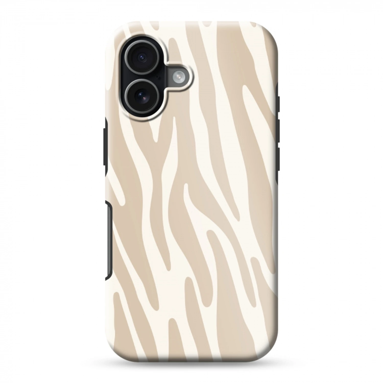 Zebraprint - Beige - Wit - Dierenprint Toughcase MagSafe Apple iPhone 17 klein -3d